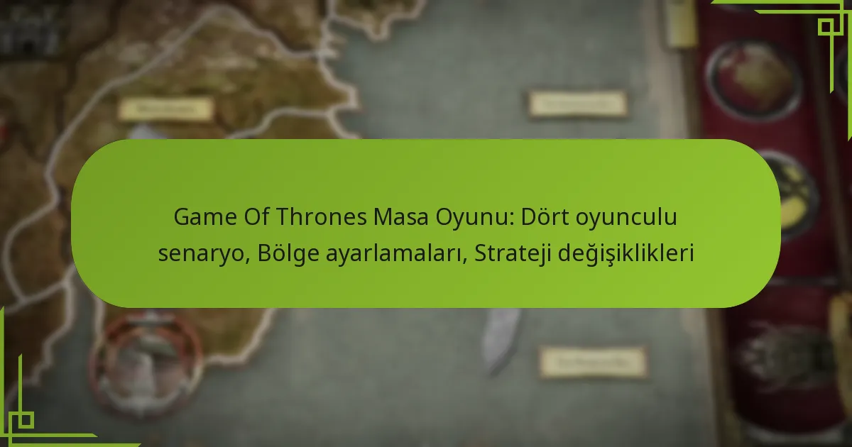 Game Of Thrones Masa Oyunu: Dört oyunculu senaryo, Bölge ayarlamaları, Strateji değişiklikleri