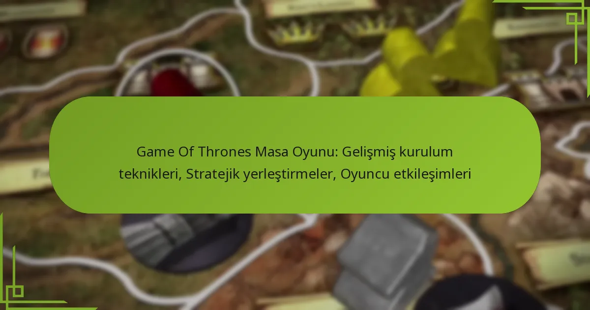 Game Of Thrones Masa Oyunu: Gelişmiş kurulum teknikleri, Stratejik yerleştirmeler, Oyuncu etkileşimleri