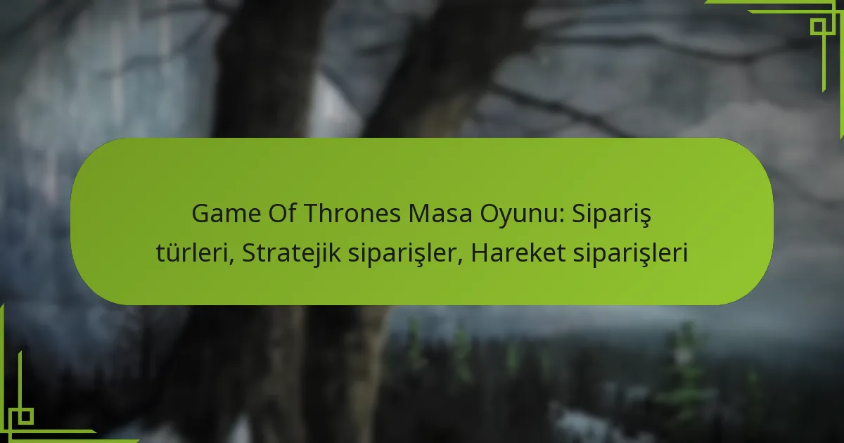 Game Of Thrones Masa Oyunu: Sipariş türleri, Stratejik siparişler, Hareket siparişleri
