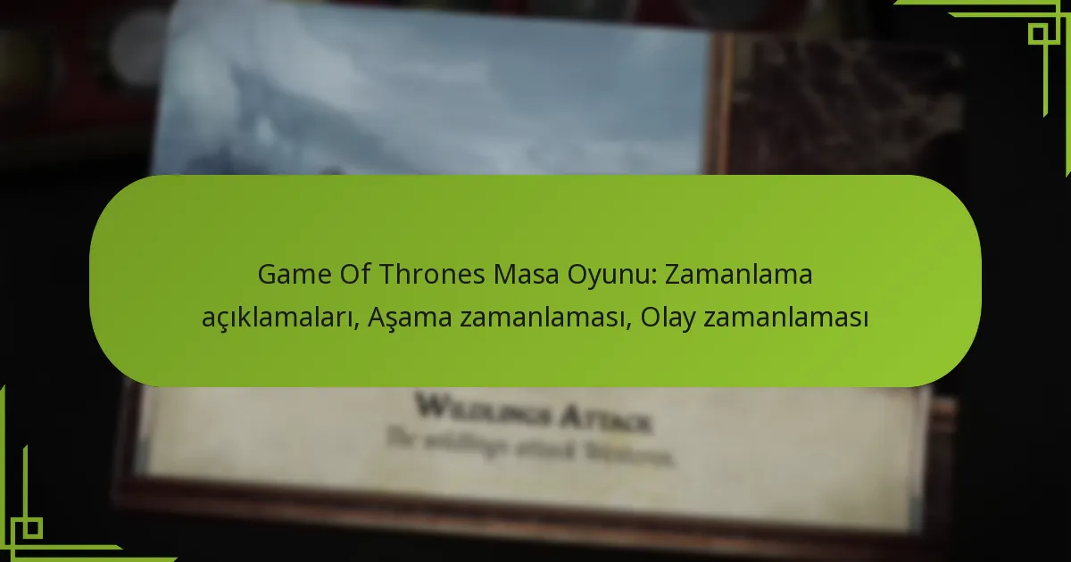 Game Of Thrones Masa Oyunu: Zamanlama açıklamaları, Aşama zamanlaması, Olay zamanlaması