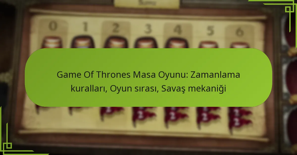 Game Of Thrones Masa Oyunu: Zamanlama kuralları, Oyun sırası, Savaş mekaniği