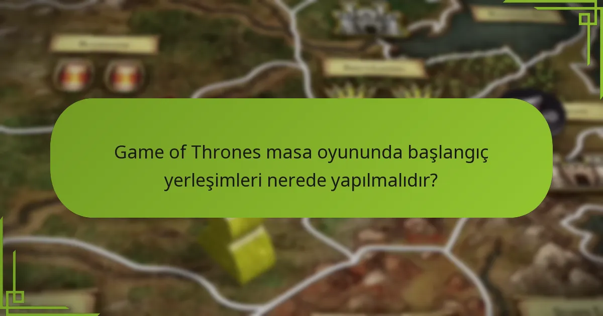 Game of Thrones masa oyununda başlangıç yerleşimleri nerede yapılmalıdır?
